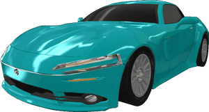 Teal Sports Car3 D Model PNG image with transparent background