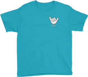 Teal Tshirt Hand Sign Graphic PNG Image