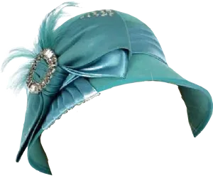 Teal Vintage Hatwith Featherand Jewel PNG Image