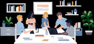 Team Collaboration Office Setting PNG with transparent background