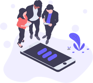 Team Discussing Mobile App Concept PNG image with transparent background