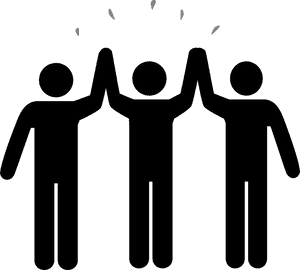 Stick People High Five Teamwork Free Picture - People Black And White Clipart, HD Png Download PNG image with transparent background