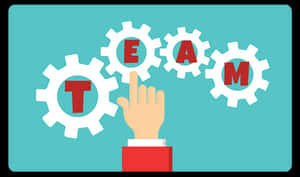 Teamwork Cogs Graphic PNG image with transparent background
