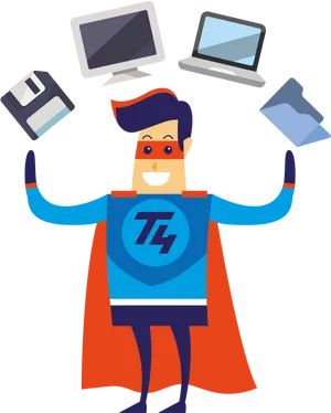 Tech Superheroand Devices PNG Image