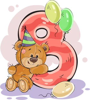 Teddy Bear Celebration Number8 PNG Image