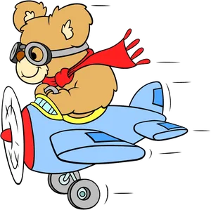 Teddy Bear Pilot Flying Airplane PNG Image