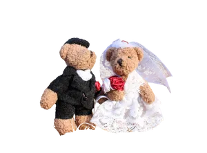Teddy Bear Wedding Couple Black Background PNG Image