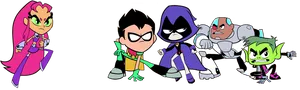 Teen Titans Animated Characters PNG Image