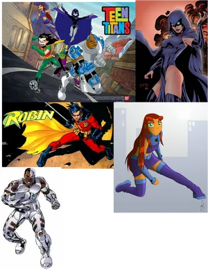 Teen_ Titans_ Collage PNG Image