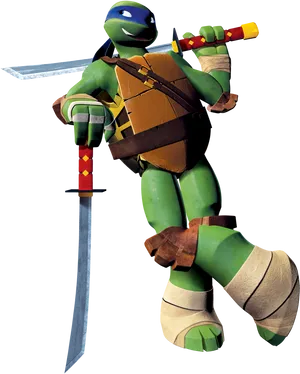 Teenage Mutant Ninja Turtle Leonardo Pose PNG Image