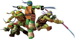 Teenage Mutant Ninja Turtles Action Pose PNG Image