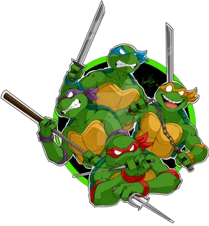 Teenage Mutant Ninja Turtles Ready For Action PNG Image