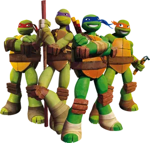 Teenage Mutant Ninja Turtles Team Pose PNG Image