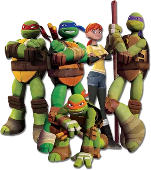 Teenage Mutant Ninja Turtlesand Friend PNG Image