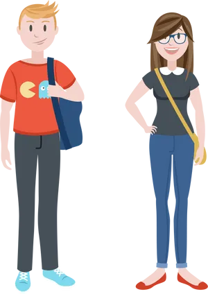 Teenage Students Cartoon PNG Image