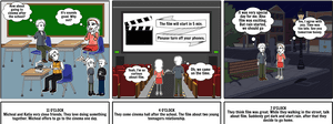 Teenagers Cinema Experience Comic Strip PNG image with transparent background