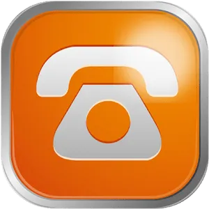 Telephone Icon Orange Background PNG Image