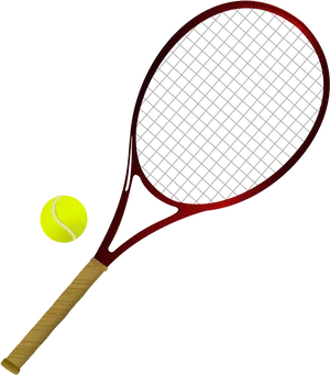 Tennis Racketand Ball Illustration PNG Image