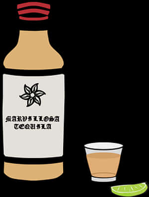 Tequila Bottleand Shot Glass PNG image with transparent background