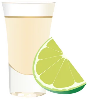 Tequila Shot Glass With Lime Slice PNG Image