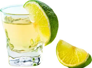 Tequila Shot With Lime Wedge PNG Image