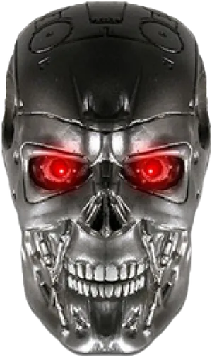 Terminator Red Eyes Skull PNG Image