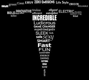 Tesla Brand Attributes Word Cloud PNG