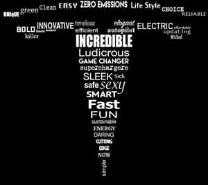 Tesla Brand Attributes Word Cloud PNG