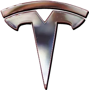 Tesla Logo Metallic Finish PNG Image