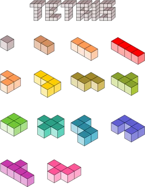 Tetris Blocks Isometric View PNG Image