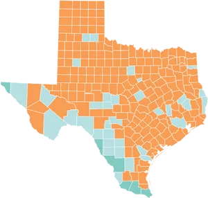 Texas County Map Color Coded PNG Image