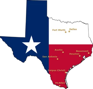 Texas Flag Map Stylized PNG Image