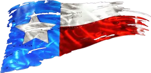 Texas Flag Waving Distorted PNG Image