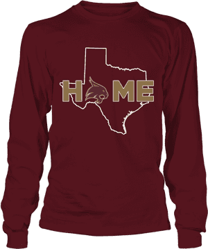 Home With State Outline Texas State Bobcats Shirt - Long-sleeved T-shirt, HD Png Download PNG