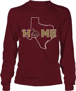 Texas Home Long Sleeve Shirt Design PNG Image