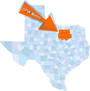 Texas Map D F W Metro Highlight PNG Image