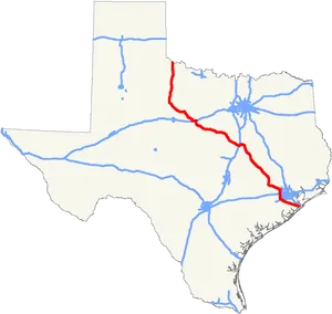 Texas Map Major Rivers Highways PNG Image