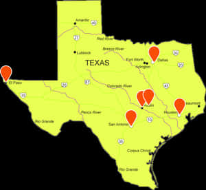 Texas Mapwith Pinpoints PNG image with transparent background