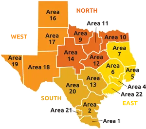 Texas Regional Division Map PNG Image