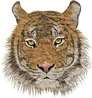 Textured Tiger Face Illustration PNG Image