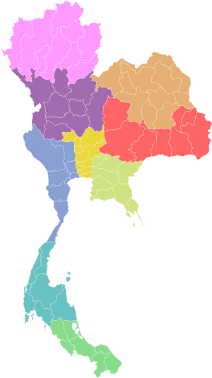 Thailand Administrative Divisions Map PNG image with transparent background