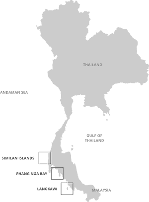 Thailand Map Highlighting Andaman Sea Islands PNG image with transparent background
