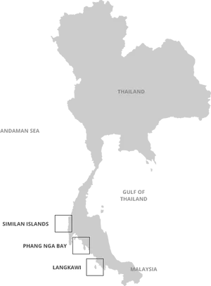 Thailand Map Highlighting Andaman Sea Islands PNG Image