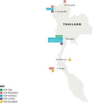 Thailand Travel Destinations Map PNG Image