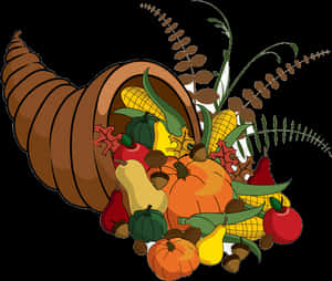 Thanksgiving Cornucopia Illustration PNG image with transparent background