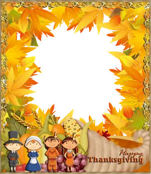 Thanksgiving Framewith Pilgrimsand Native Americans PNG Image