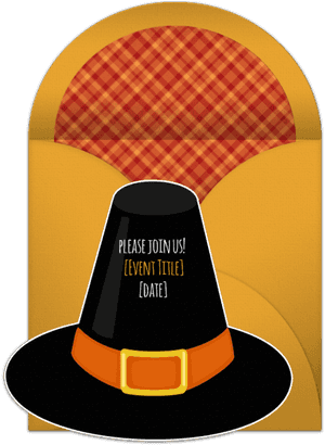 Thanksgiving Invitation Template Pilgrim Hat PNG
