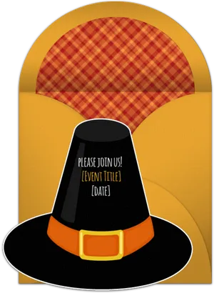 Thanksgiving Invitation Template Pilgrim Hat PNG Image