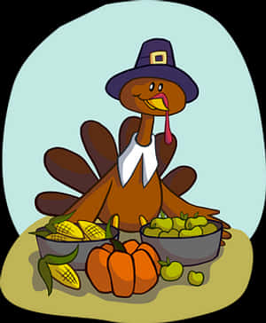 Thanksgiving Turkey Cartoon Illustration PNG image with transparent background