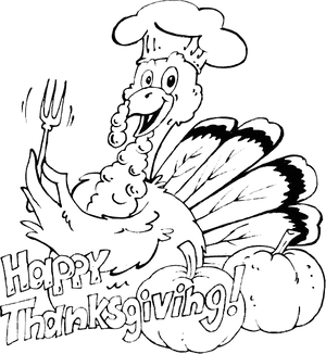 Thanksgiving Turkey Chef Coloring Page PNG Image